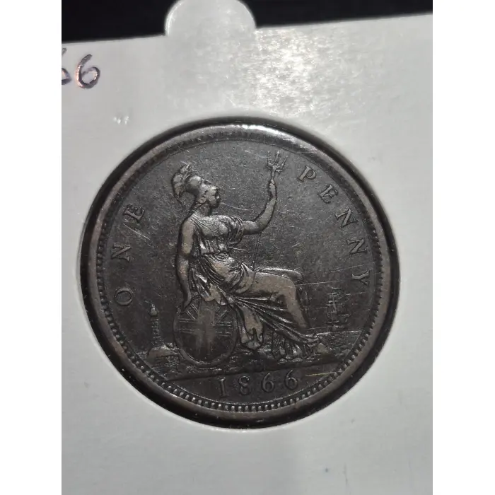 1866 Queen Victoria "Bun Head" Bronze One Penny