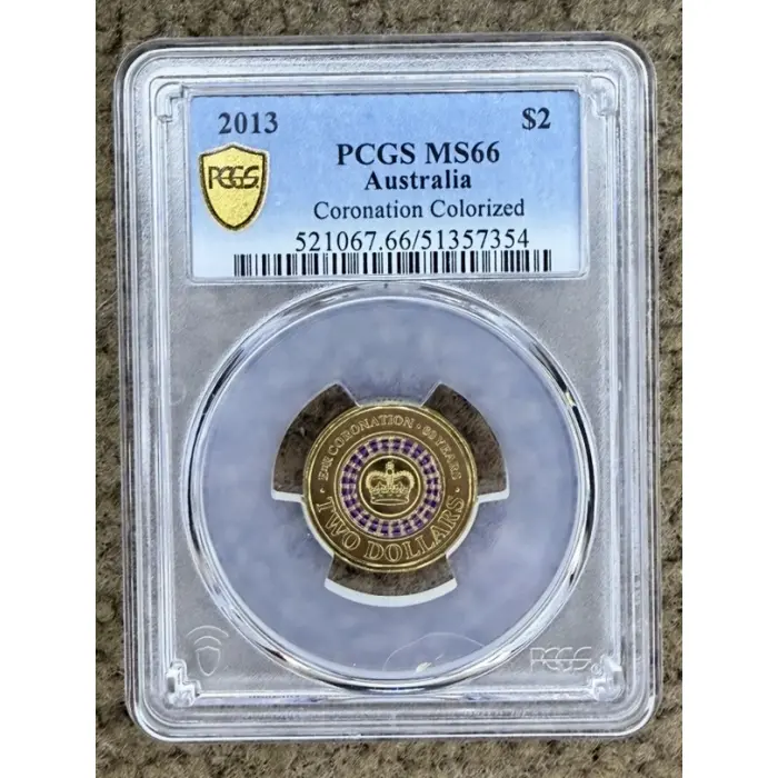 2013 $2 Coronation Coloured Coin PCGS MS66