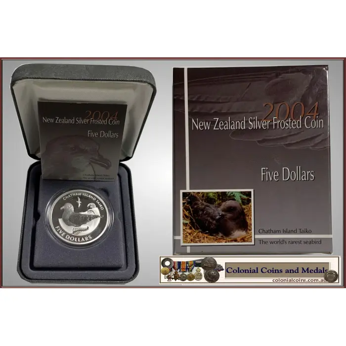 New Zealand  2004 Five Dollars Silver Frosted Proof Coin  'Chatham Island Taiko 