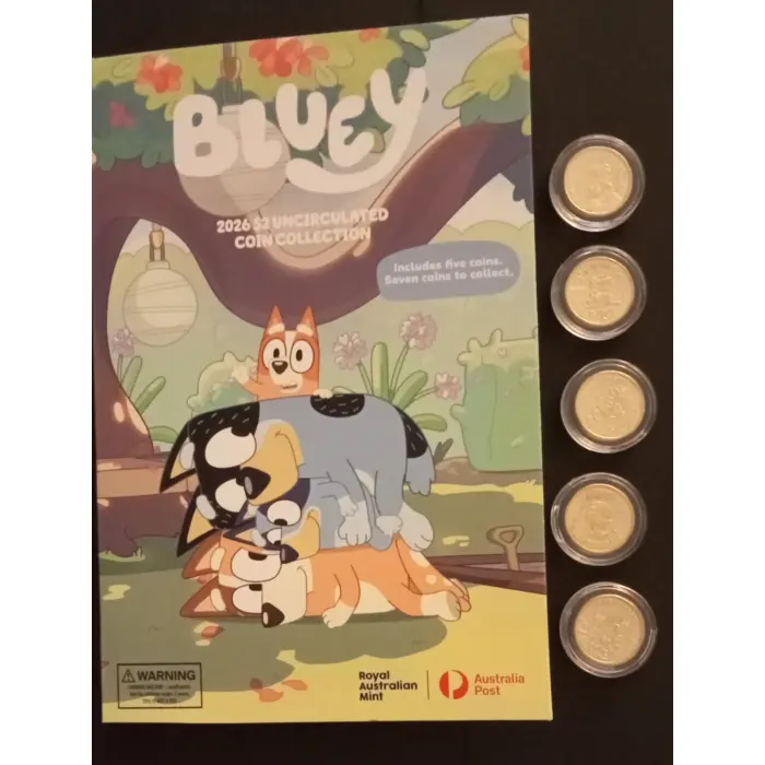 2026 Bluey 5 UNC coins in capsules 