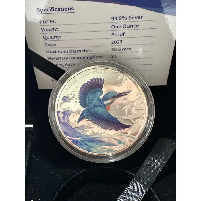 2023 Azure Kingfisher 1oz Silver coloured coin