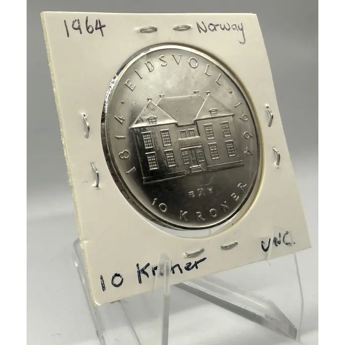 1964 Norway 10 Kroner UNC (Extremely scarce in Australia!)