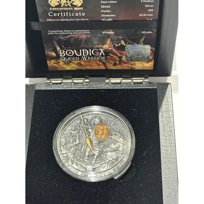 2022 Boudica Woman Warrior 2oz Silver  Antiqued High Res  