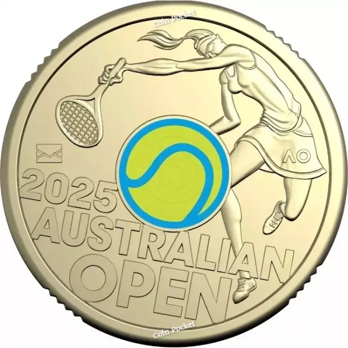 Women's Australian Open Tennis Ball 2025 Privy Yellow Fluro Coin $2 Two Dollar