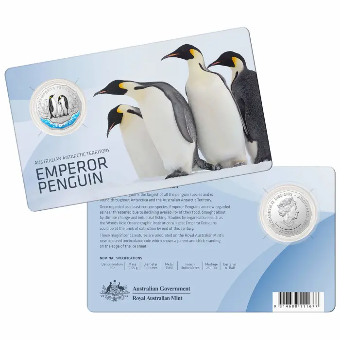 Emperor Penguin - Australian Antarctic Territory Series50c Coloured Uncirculated