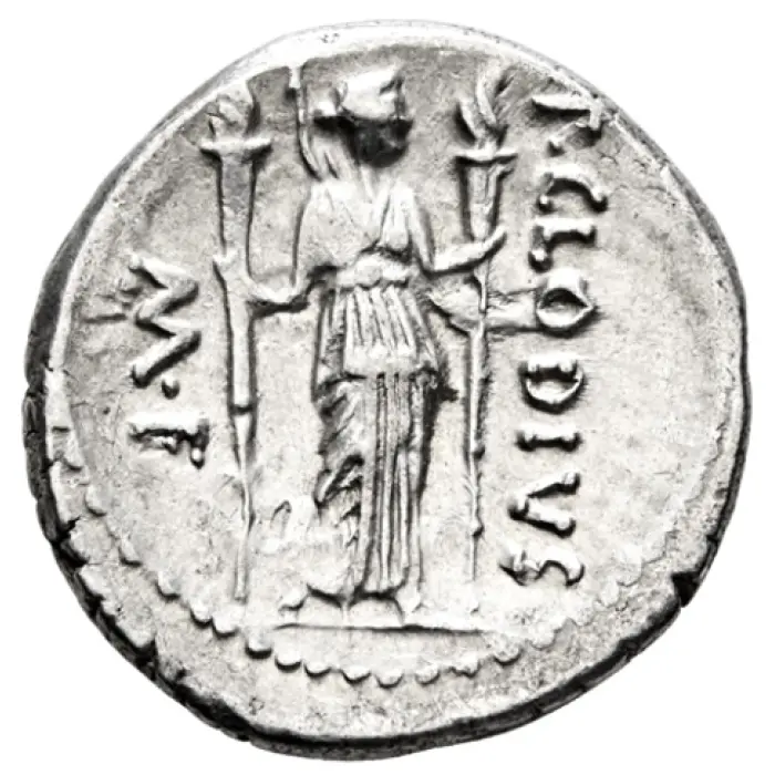 ROMAN P. Clodius M F Turrinus 42 BC) denarius (S492) aEF