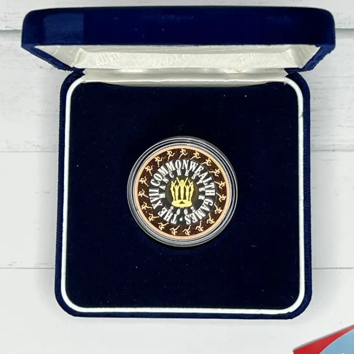 2002 $50 XVII Commonwealth Games Manchester Tri-Metal Proof Gold Silver Copper