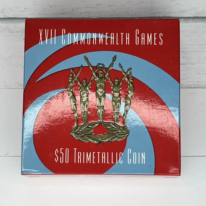 2002 $50 XVII Commonwealth Games Manchester Tri-Metal Proof Gold Silver Copper
