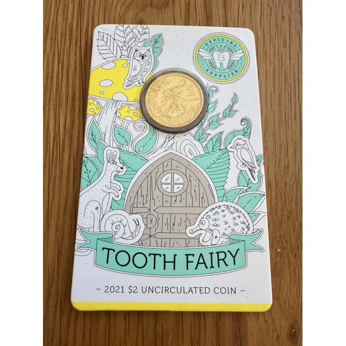 2021 Rare Australia Tooth Fairy $2 Uncirculated Coin - Carded