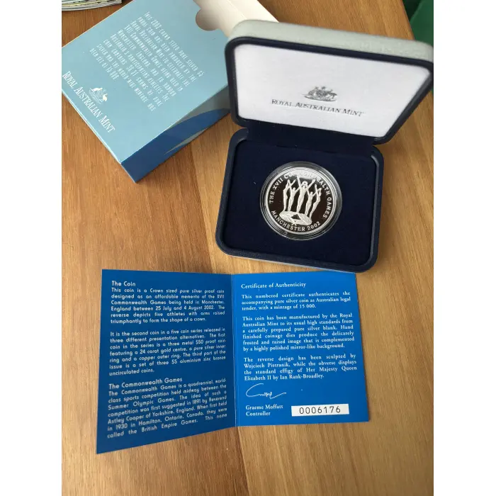 2002 XVII Commonwealth Games $5 Silver Coin