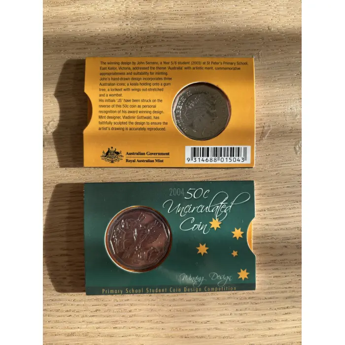 2004 Primary School Coin Design Competition 50c Coin - In cardboard sleeve
