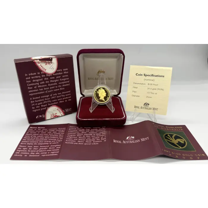 1997 RAM Floral Emblems of Australia 1/3oz gold proof coin- mintage 2.500