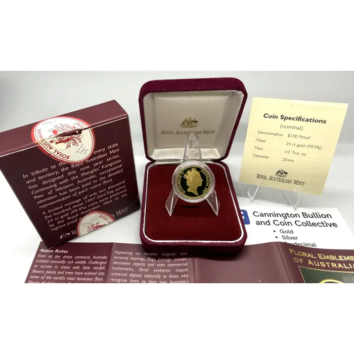 1997 RAM Floral Emblems of Australia 1/3oz gold proof coin- mintage 2.500
