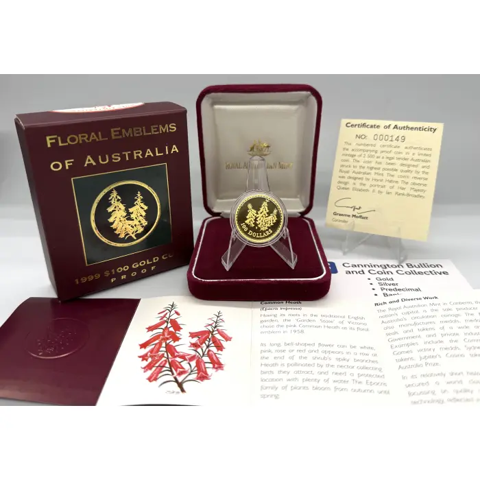 1999 Floral Emblems of Australia 1/3oz gold proof coin-2,500 mintage