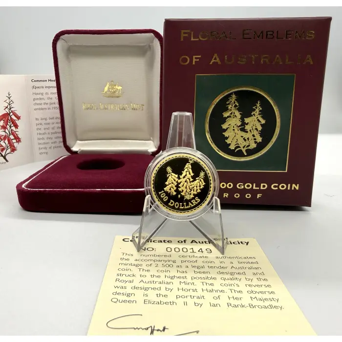 1999 Floral Emblems of Australia 1/3oz gold proof coin-2,500 mintage