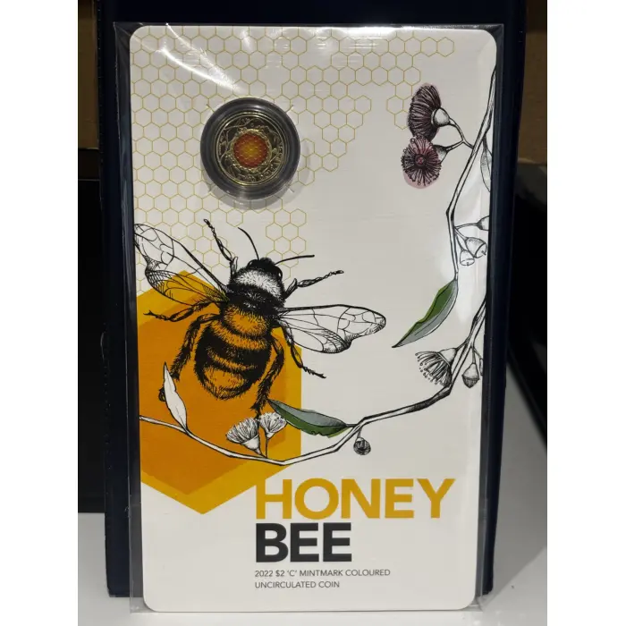 2022 $2 Honey Bee C MINTMARK Coloured UNC Uncirculated Two Dollar Coin