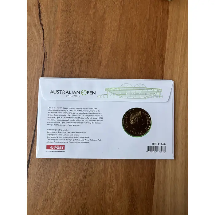 2005 Australian Open $5 Coin - aluminium-bronze coin released by Australia Post 