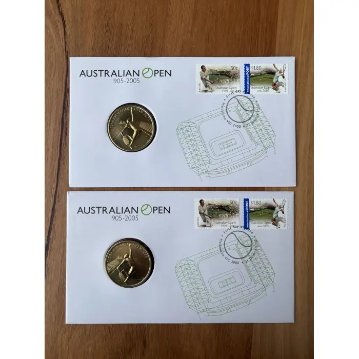 2005 Australian Open $5 Coin - aluminium-bronze coin released by Australia Post 