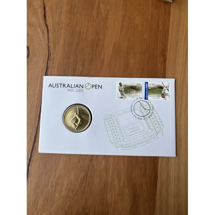 2005 Australian Open $5 Coin - aluminium-bronze coin released by Australia Post 