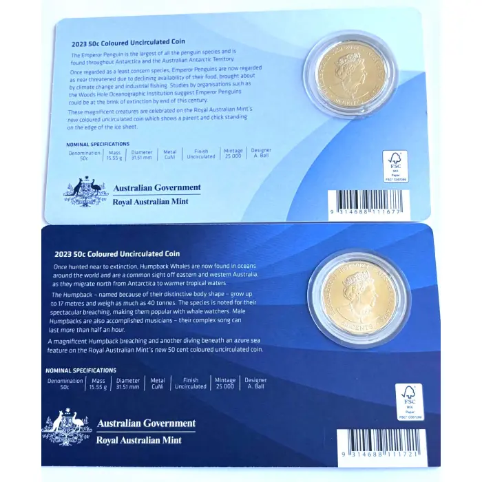 2023 50c -Emperor Penguin & Humpback Whale