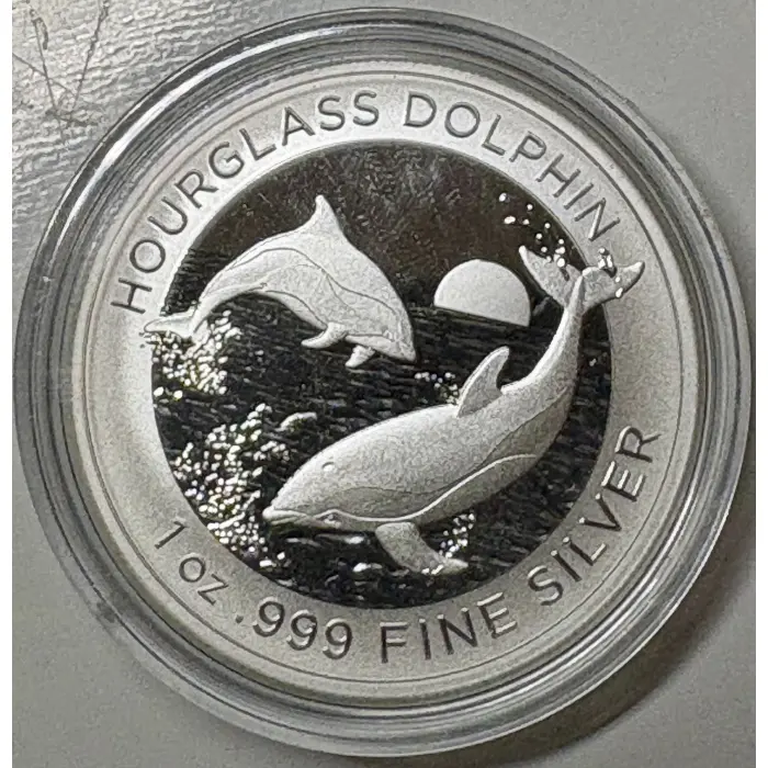 2024 Hourglass Dolphin 1oz Silver RAM Coin In capsule