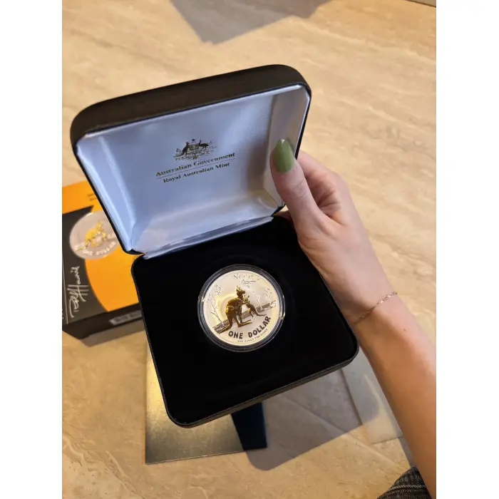 2007 $1 Kangroo Proof Coin - Silver and Selectively Gold Plated 