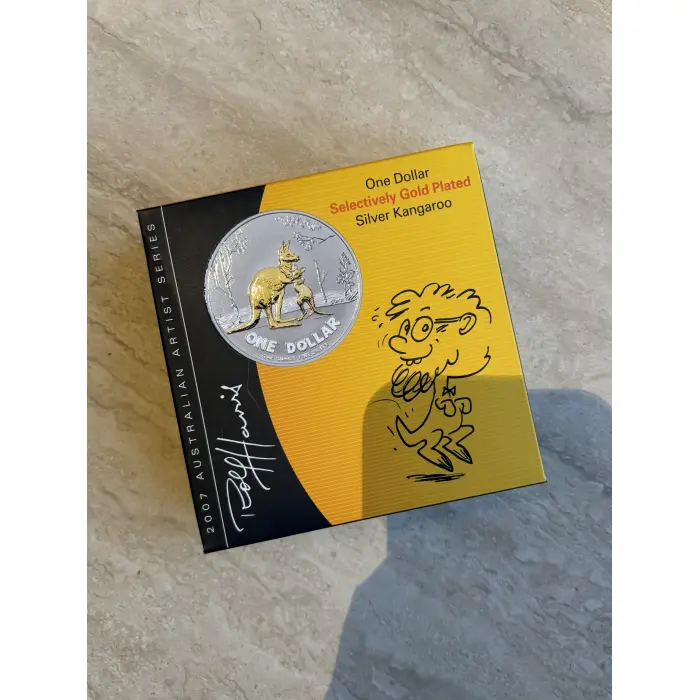 2007 $1 Kangroo Proof Coin - Silver and Selectively Gold Plated 