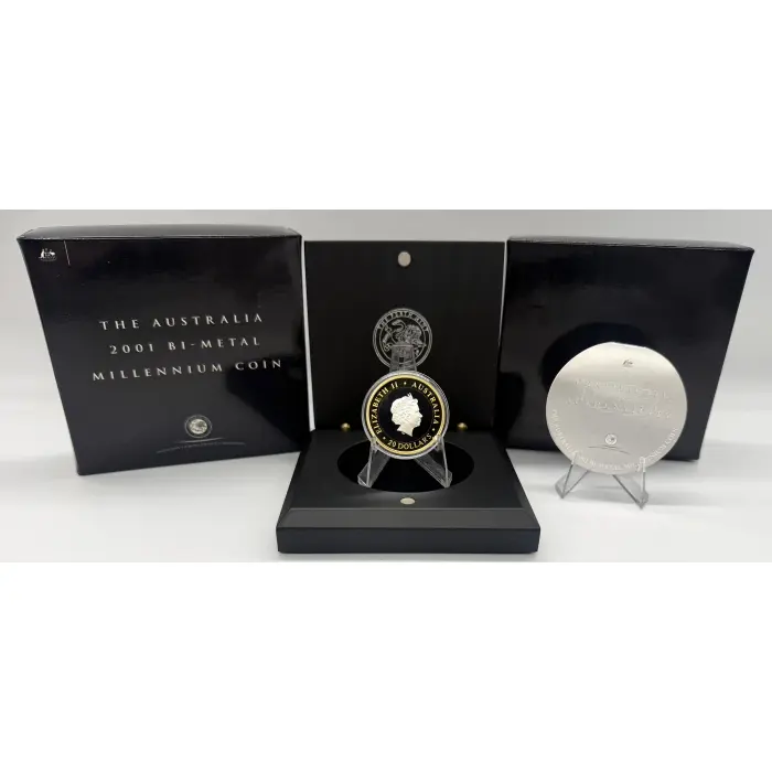 2001 Perth Mint Gregorian Millennium $20 Bi-Metal Gold & Silver Proof Coin