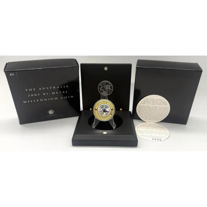 2001 Perth Mint Gregorian Millennium $20 Bi-Metal Gold & Silver Proof Coin