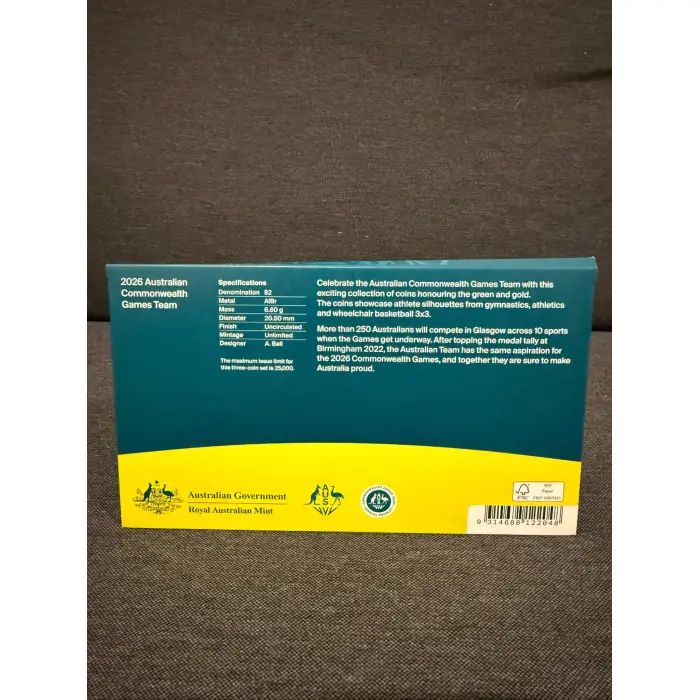 2026 $2 Commonwealth Game Australia Coins IN FOLDER Set of 3