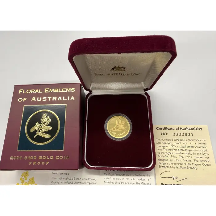 2001 Floral Emblems of Australia 1/3oz gold coin: 2,500 mintage
