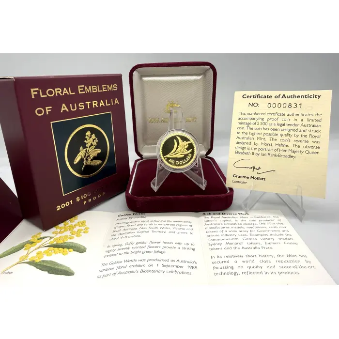 2001 Floral Emblems of Australia 1/3oz gold coin: 2,500 mintage