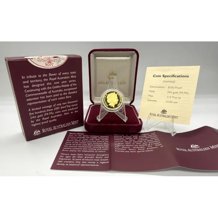 2001 Floral Emblems of Australia 1/3oz gold coin: 2,500 mintage