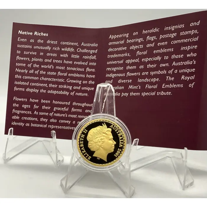 2001 Floral Emblems of Australia 1/3oz gold coin: 2,500 mintage