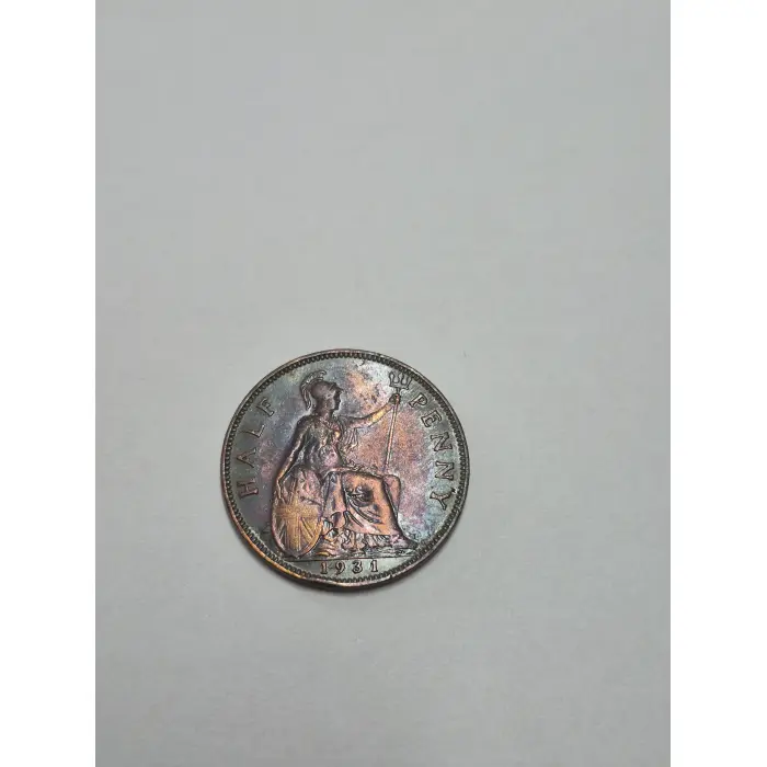 1931 British Half Penny – King George V (Beautiful Natural Toning)
