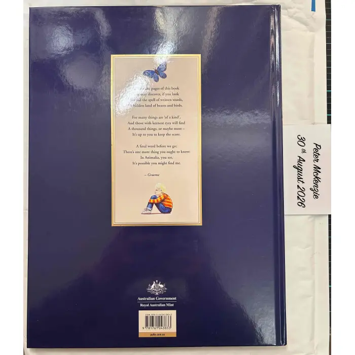 2021 Animalia 35th Anniversary  Hard Cover Book with 20c Colour Gold Plate Coin