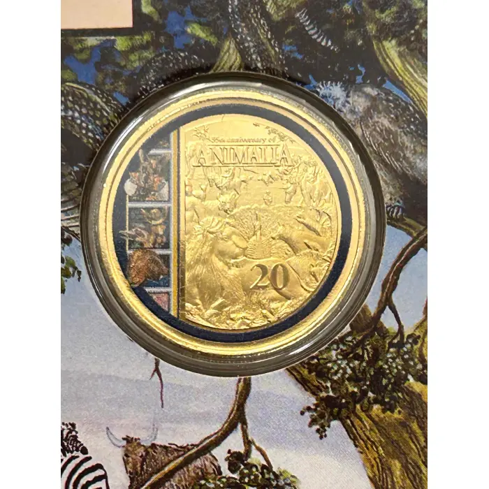2021 Animalia 35th Anniversary  Hard Cover Book with 20c Colour Gold Plate Coin