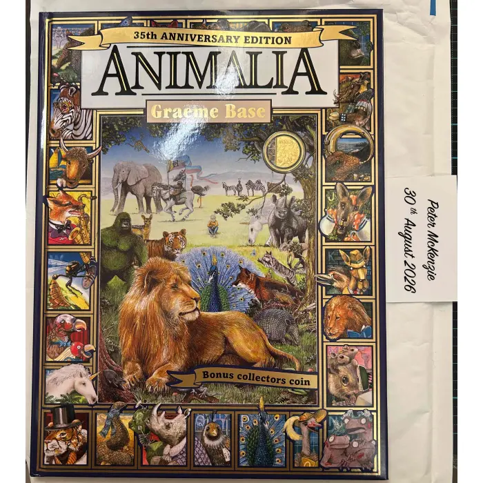 2021 Animalia 35th Anniversary  Hard Cover Book with 20c Colour Gold Plate Coin