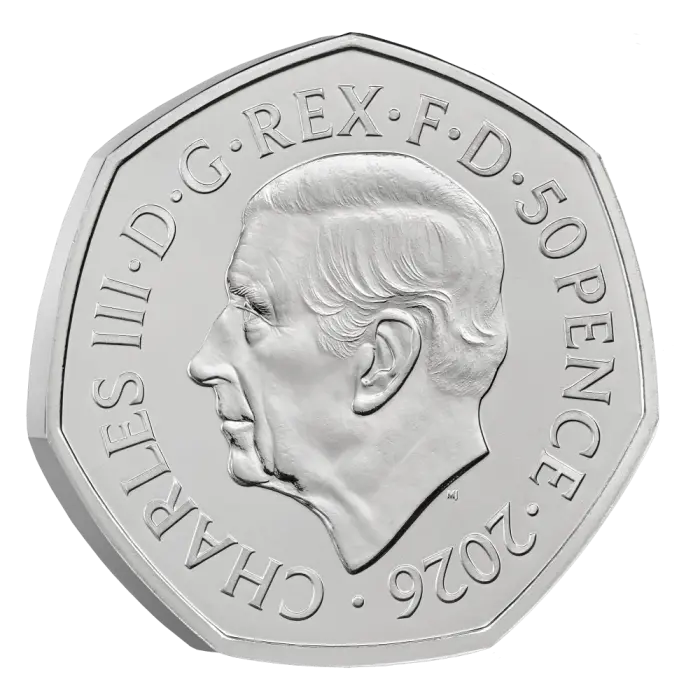 2026 50 Years of Aardman™ 50p Brilliant Uncirculated Colour Coin
