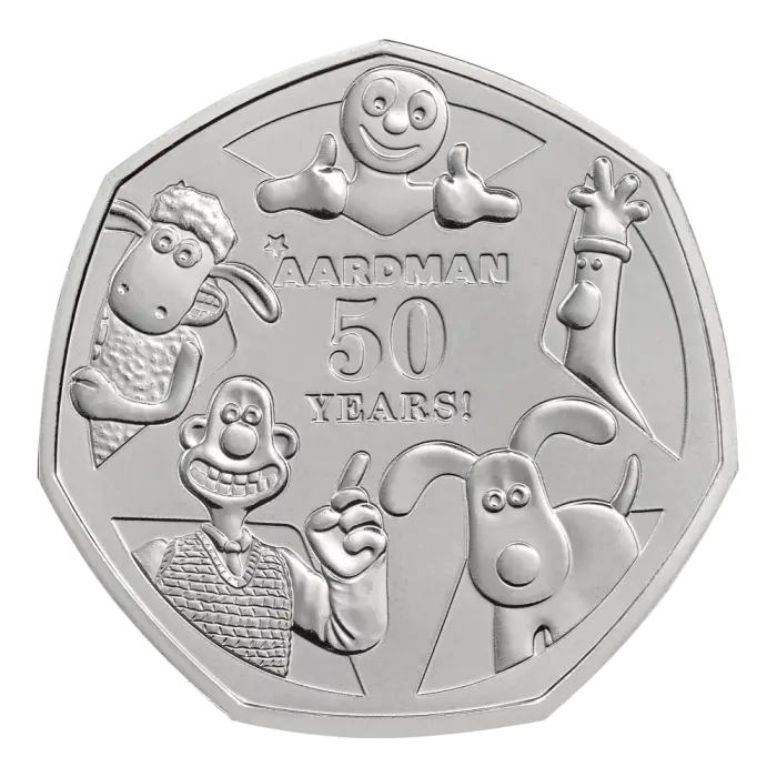 2026 50 Years of Aardman™ 50p Brilliant Uncirculated Colour Coin