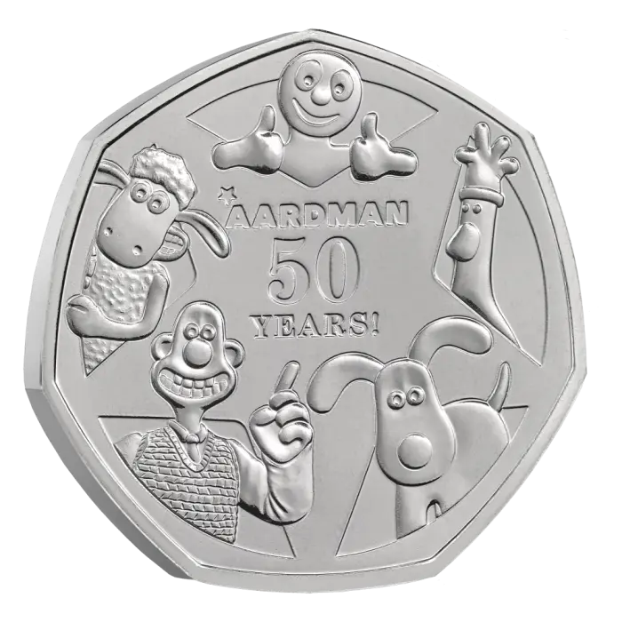 2026 50 Years of Aardman™ 50p Brilliant Uncirculated Colour Coin