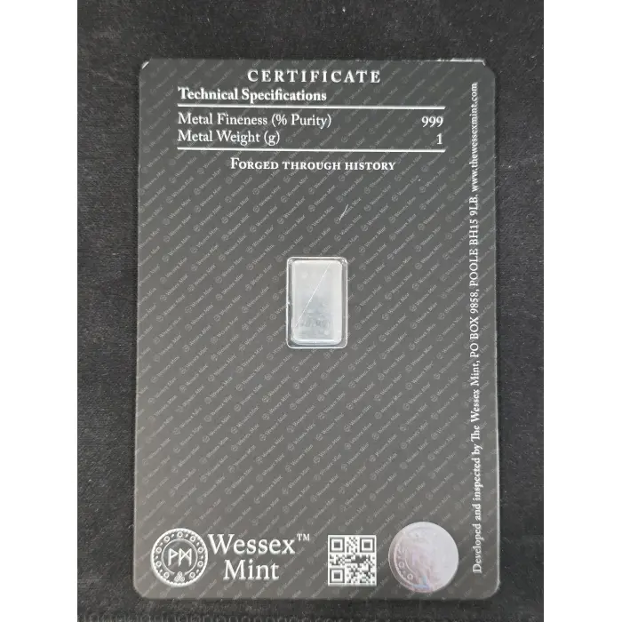 1g 999 silver - milk spotting and fingerprint present
