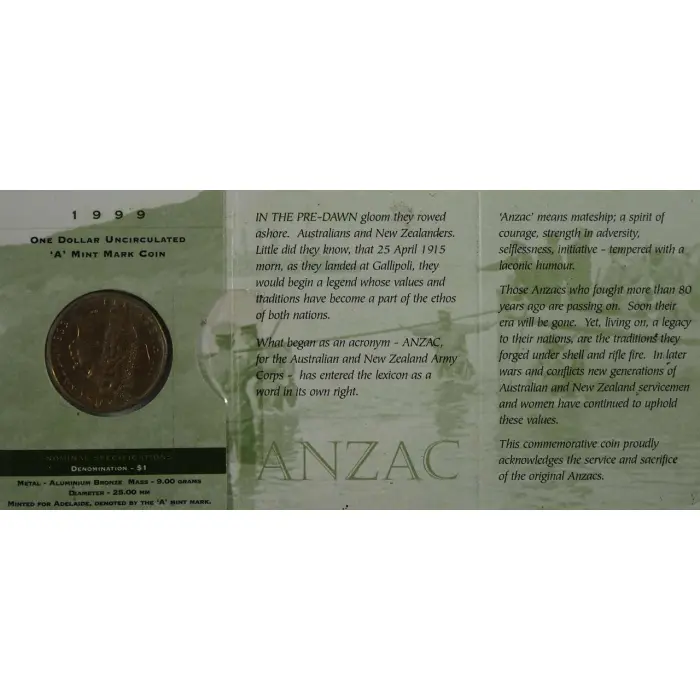 1999 The Last ANZACs $1 ('A' Mint Mark)