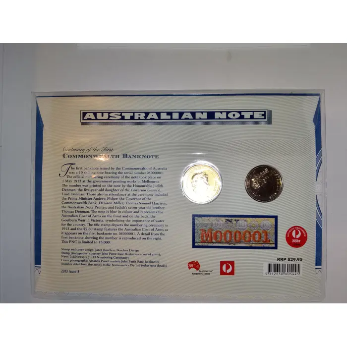 2013 $1 + 20¢ "First Commonwealth Banknote" 2-Coin PNC