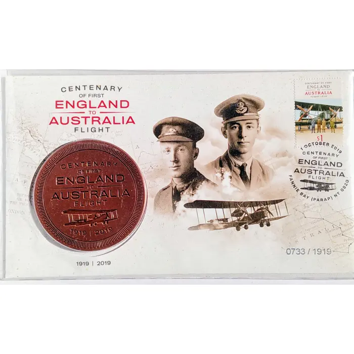 2019 "Centenary of the First England to Australia Flight" Ltd FDC PMC #0733/1919