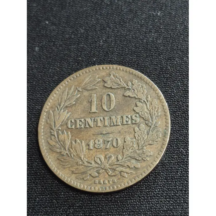 1870 Luxembourg 10 Centimes Bronze Coin – Grand-Duché de Luxembourg