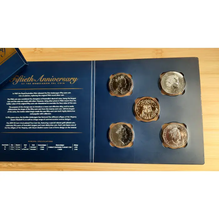 2019 50th Anniversary of the Dodecagon 50c Coin Uncirculated Five Coin Set