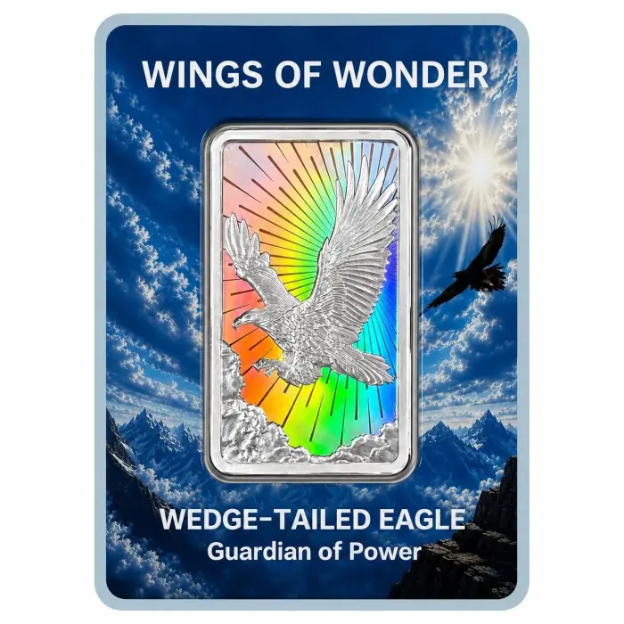 2026 1oz Wings of Wonder -Wedge-tailed Eagle Silver Hologram Minted Bar