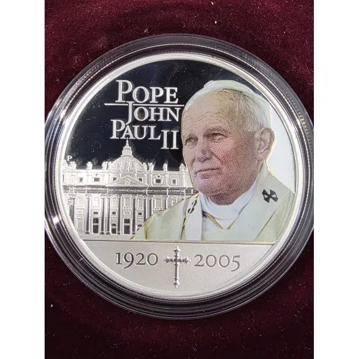 1oz silver proof 2005 Perth mint pope John Paul II box and COA
