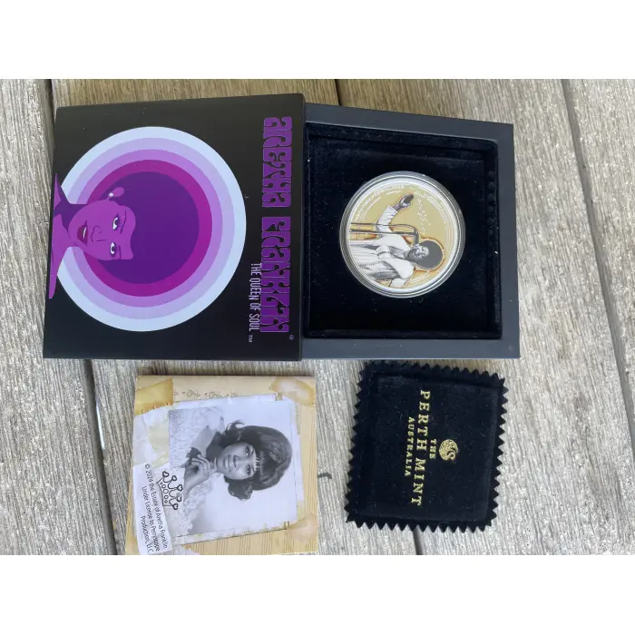 Title: 2024 Perth Mint Aretha Franklin 1oz Silver Proof Coloured Coin #0221 - Lo